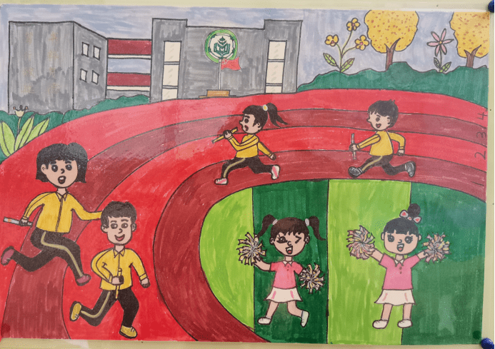 校园体育特色简单的画