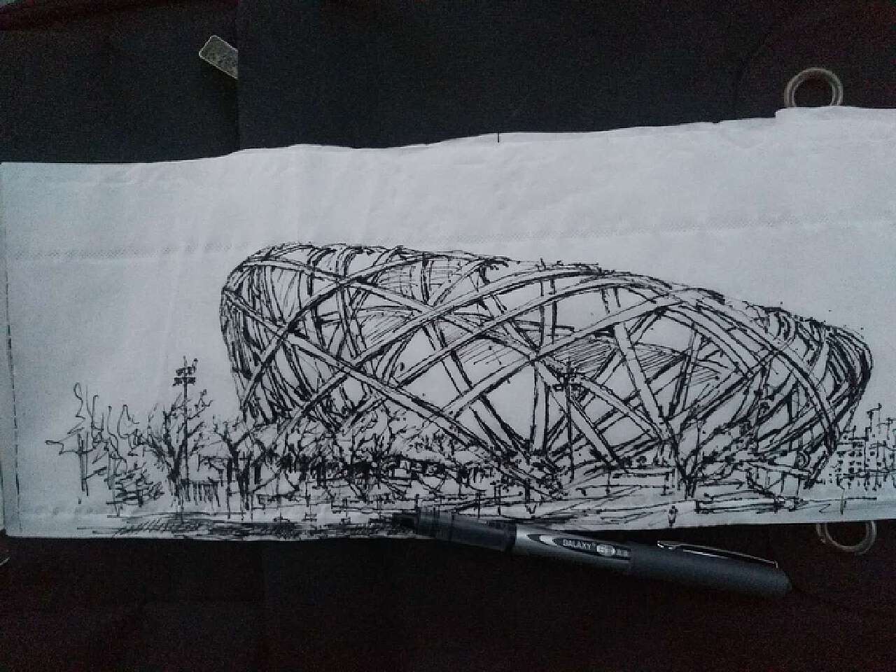 北京鸟巢体育场与国画艺术的交融