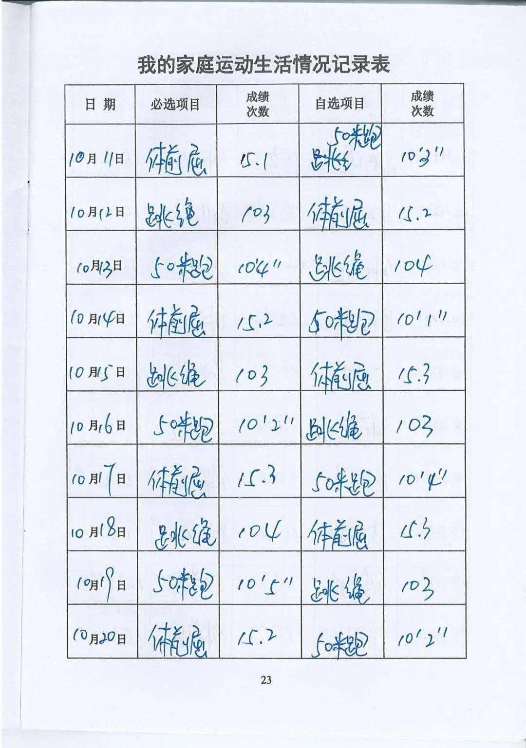 体育作业记录表，锻炼心情的见证与成长之路