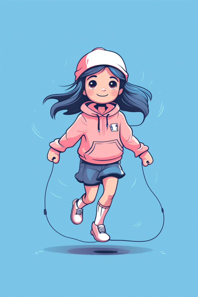 卡通小女孩的体育魅力，图片展现活力与激情