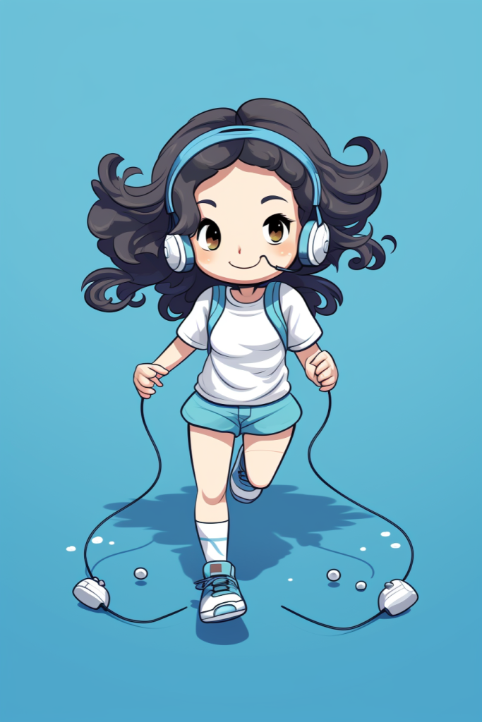 卡通小女孩的体育魅力，活力与激情的图片展现